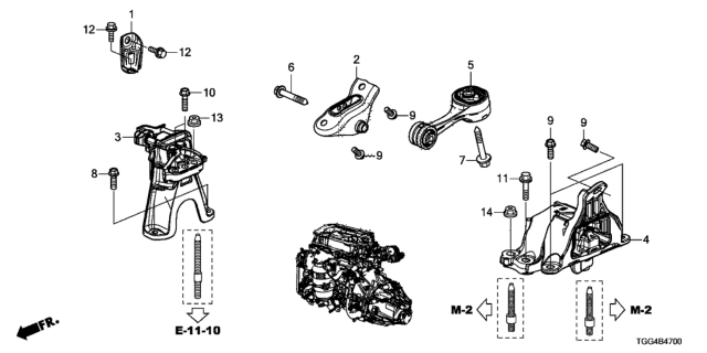 2020 Honda Civic 5 Door SPORT (HONDA SENSING) KA 6MT Engine Mounts Diagram
