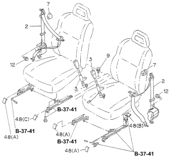 1995 Honda Passport Seat Belt, Passenger Side Driver (Buckle Side) (Gray) Diagram for 8-97150-694-0