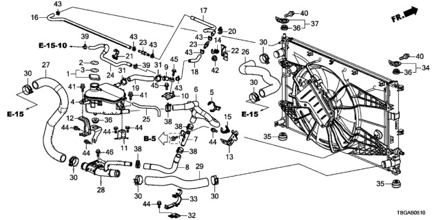 2020 Honda Civic Radiator Hose - Reserve Tank Diagram
