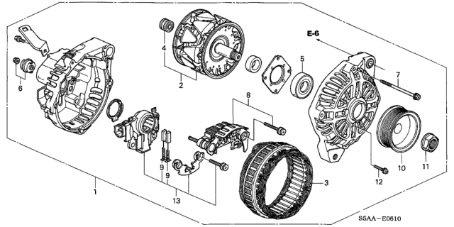 2004 Honda Civic 4 Door LX (SIDE SRS) KA 4AT Alternator (Mitsubishi) Diagram