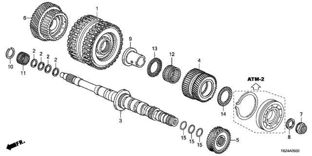 2017 Honda Ridgeline 4 Door RTL (2WD) KA 6AT AT Mainshaft - Clutch (3rd-6th) Diagram