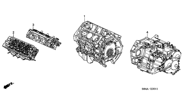 2002 Honda Accord 4 Door LX (V6) KA 4AT Engine Assy. - Transmission Assy. (V6) Diagram