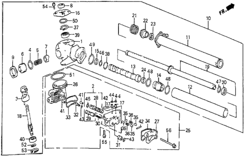 1983 Honda Prelude Rack, Steering Diagram for 53626-SB0-675