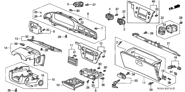 2000 Honda Odyssey Outlet, R. Center *NH167L* (GRAPHITE BLACK) Diagram for 77201-S0X-A01ZA