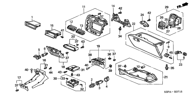 2005 Honda Civic Instrument Panel Garnish (Passenger Side) Diagram