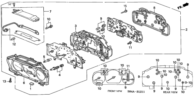 2002 Honda Accord 4 Door LX (V6) KA 4AT Combination Meter (FORD) Diagram
