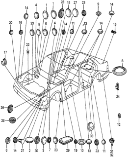 1985 Honda Accord Grommet, Cabin Wire Harness (45MM) Diagram for 90618-SA5-000