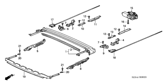 2006 Honda Accord Slider Assembly, Driver Side Diagram for 70465-SDN-A01