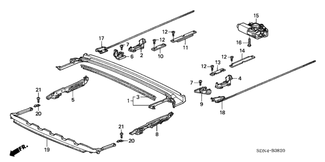 2004 Honda Accord Roof Slide Components Diagram