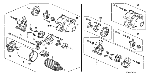 2007 Honda Accord 4 Door EX KA 5AT Starter Motor (Mitsuba) (L4) Diagram