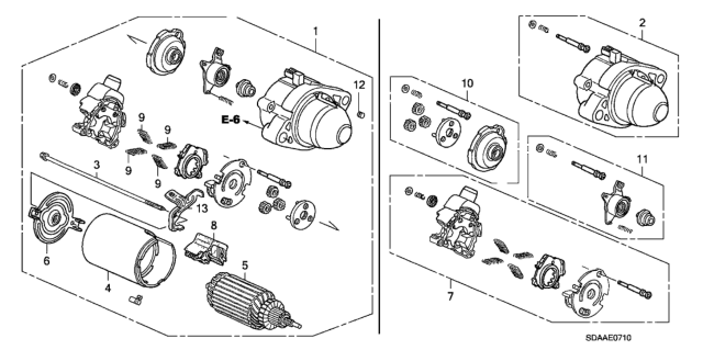 2007 Honda Accord Starter Motor (Mitsuba) (L4) Diagram