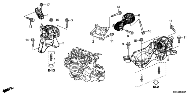 2012 Honda Civic Engine Mounts (1.8L) Diagram