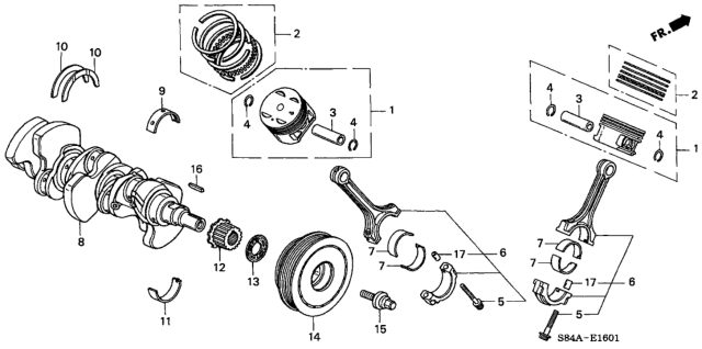 2002 Honda Accord Crankshaft - Piston (V6) Diagram