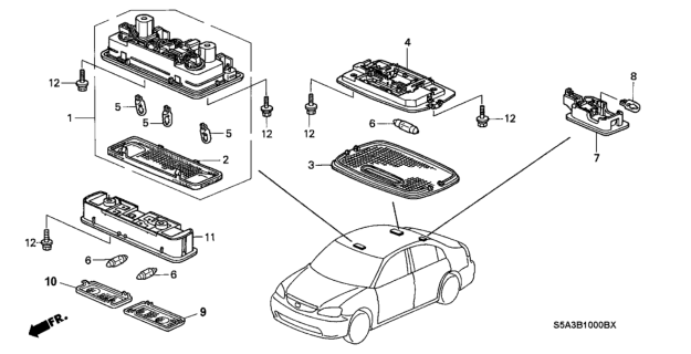 2001 Honda Civic 4 Door EX KA 5MT Interior Light Diagram