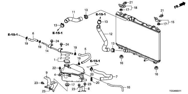 2019 Honda Civic Radiator Hose - Expansion Tank Diagram