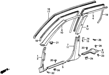 1985 Honda Civic Clip, Trim (7MM) *YR76L* (DEW BEIGE) Diagram for 90667-SA0-003YE