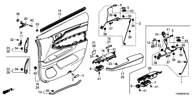 2021 Honda Odyssey Switch Assembly, Power Window Master Diagram for 35750-THR-A32