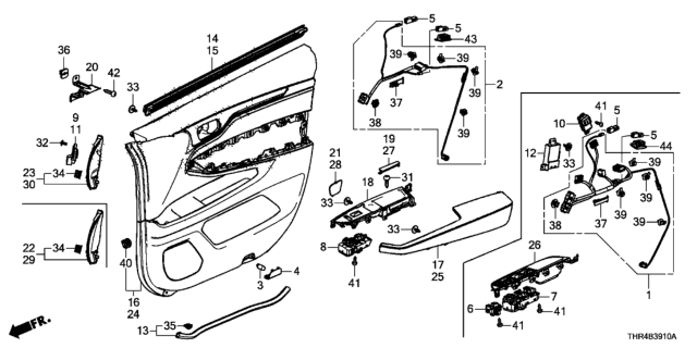 2021 Honda Odyssey Switch Assembly, Power Window Passenger Diagram for 35760-THR-A42