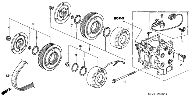 2000 Honda Insight A/C Compressor Diagram