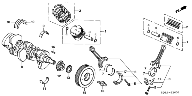 2006 Honda Accord Hybrid Piston Set Diagram for 13010-RCJ-A00