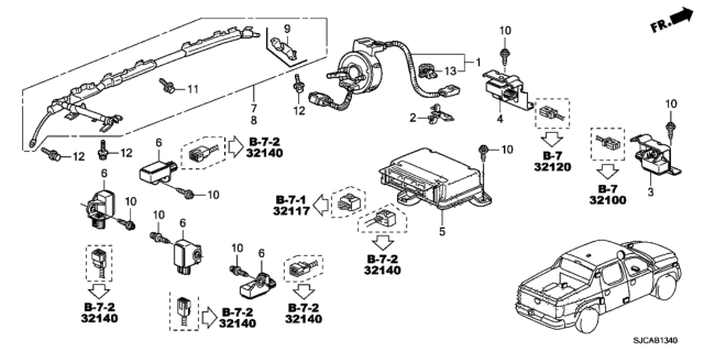 2014 Honda Ridgeline SRS Unit Diagram