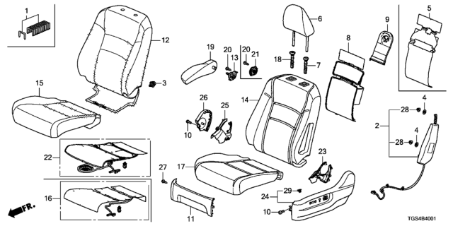 2021 Honda Passport Armrest Assembly, Right Front Seat (Wisteria Light Gray) (Leather) Diagram for 81580-TG7-L51ZC