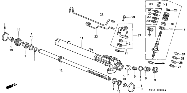 1998 Honda Civic Washer, Tie Rod Lock Diagram for 53536-S04-J51