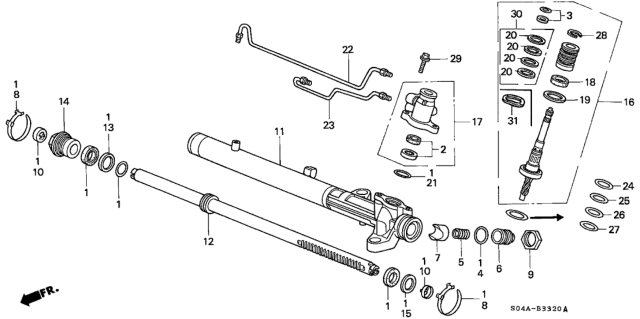 1998 Honda Civic Ring Set, Power Steering Seal (Rotary Valve) Diagram for 06534-S04-J51