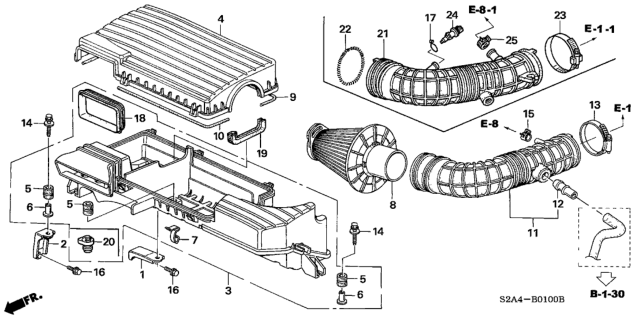 2001 Honda S2000 Element, Air Cleaner Diagram for 17220-PCX-003