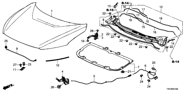 2017 Honda Clarity Electric 4 Door TRNG (CLARITY ELC) KA 1AT Engine Hood Diagram