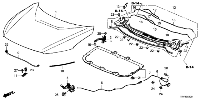 2018 Honda Clarity Electric Engine Hood Diagram