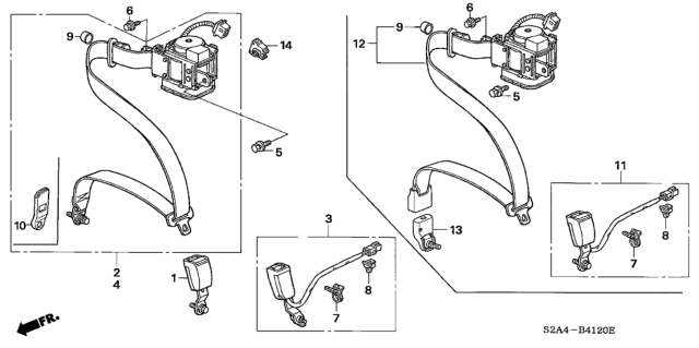 2001 Honda S2000 Seat Belts Diagram