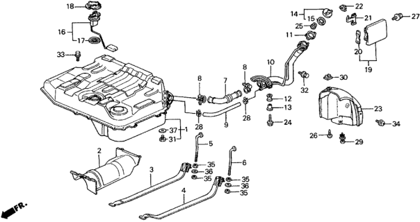 1990 Honda Civic Tube, Filler Neck Connecting Diagram for 17651-SH5-020