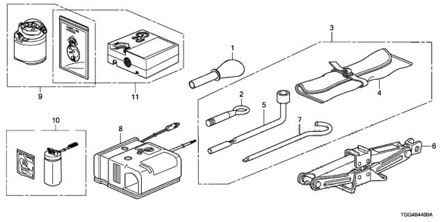 2019 Honda Civic Tools - Jack Diagram