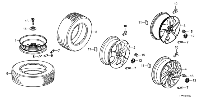 2021 Honda HR-V Cap Assembly, Aluminum Wheel Center Diagram for 44732-T7W-A21