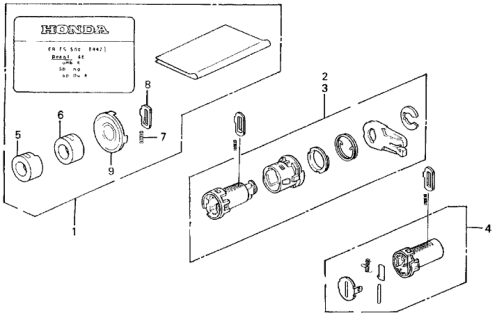 1989 Honda Civic Key Cylinder Kit Diagram