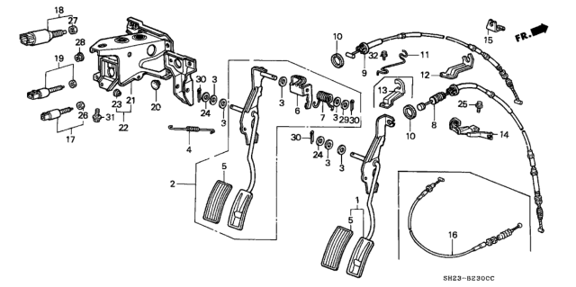 1988 Honda CRX Accelerator Pedal Diagram