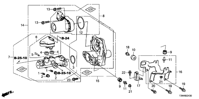 2014 Honda Accord Hybrid Cylinder Set, Slave Diagram for 46806-T3V-A01
