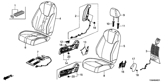 2021 Honda Insight Front Seat (Passenger Side) Diagram