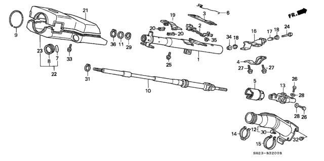 1990 Honda CRX 2 Door HF KH 5MT Steering Column Diagram