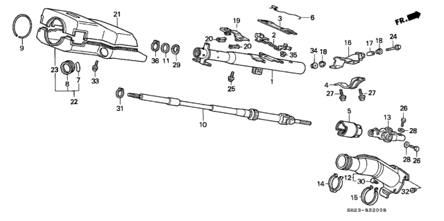 1990 Honda CRX Steering Column Diagram