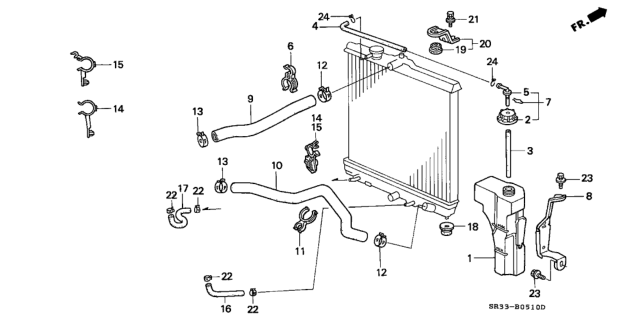 1994 Honda Civic 3 Door SI (ABS) KA 5MT Radiator Hose Diagram