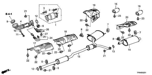 2014 Honda Crosstour Plate, R. Muffler Baffle Diagram for 74654-TP6-A00