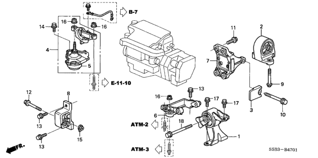 2003 Honda Civic Engine Mount Diagram