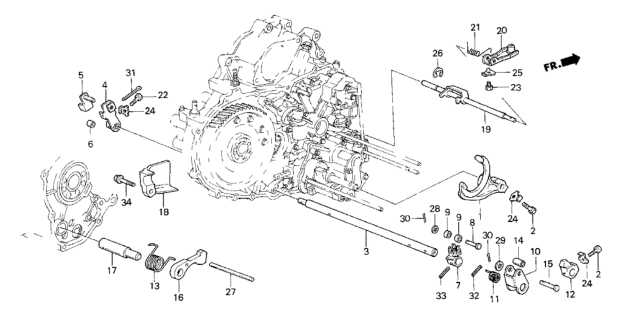 1985 Honda CRX 3AT Control Lever Diagram