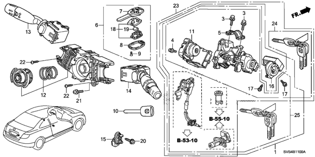 2010 Honda Civic Switch Assembly, Lighting & Turn Signal Diagram for 35255-TA0-C42