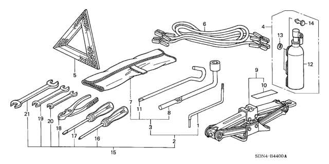 2005 Honda Accord Tools - Jack Diagram