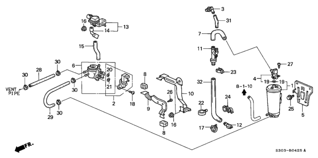 1998 Honda Prelude Canister Diagram