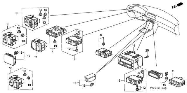 1997 Honda Accord Boot, Wedge Bulb Diagram for 35501-SV1-A01