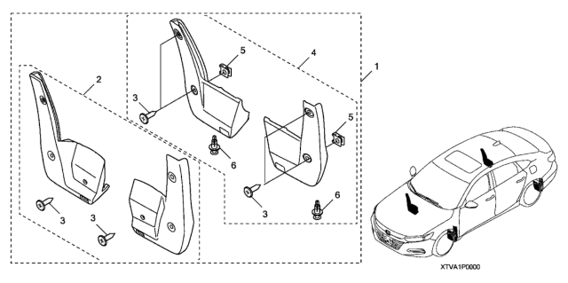 2021 Honda Accord Hybrid Splash Guard Diagram